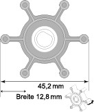 Impeller lapátkerék 45,2 × 12,8 mm – 8 mm lapított tengely (nitril)