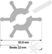 Impeller lapátkerék 50,8 × 22,0 mm – 12,7 mm hornyos/furatos tengely (MC97/neoprén)
