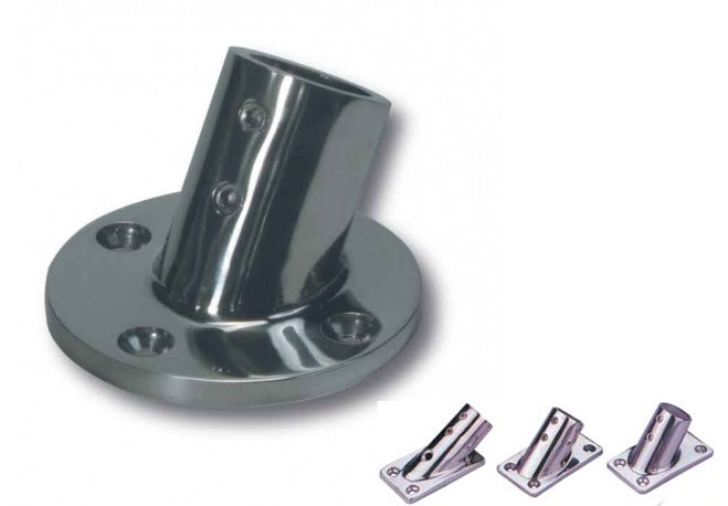 Relingláb kerek talppal, rozsdamentes A4, Ø22 mm, 45° – 7/8 coll kerek